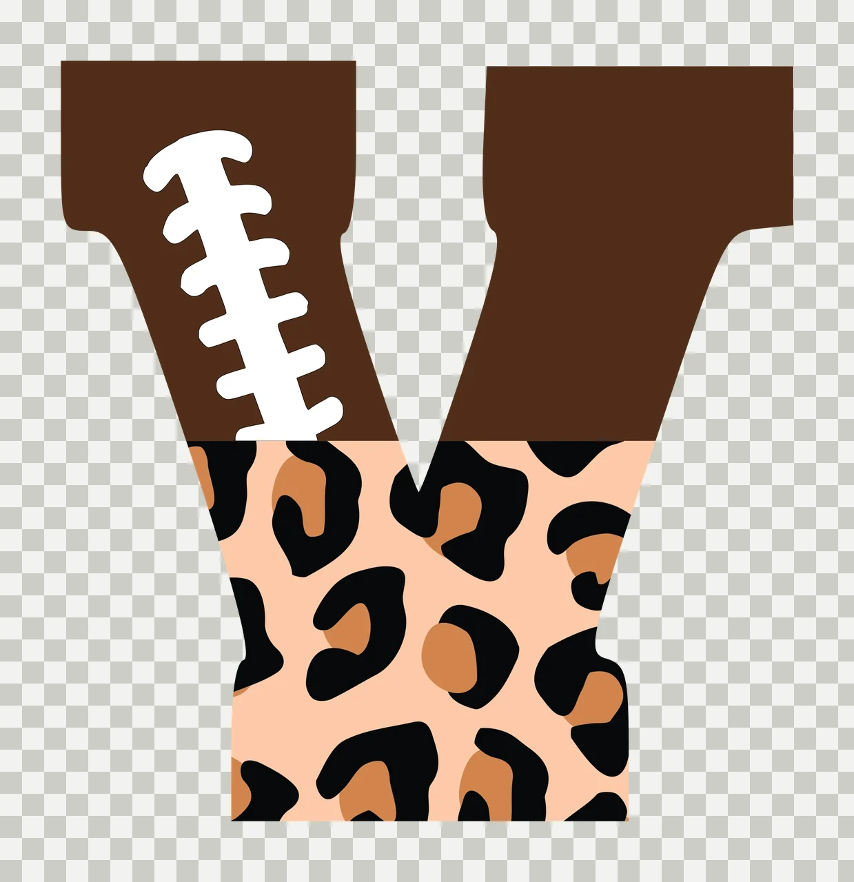 Football Font Half Leopard Character 13 american gridiron touchdown transparency and detail preview thumbnail