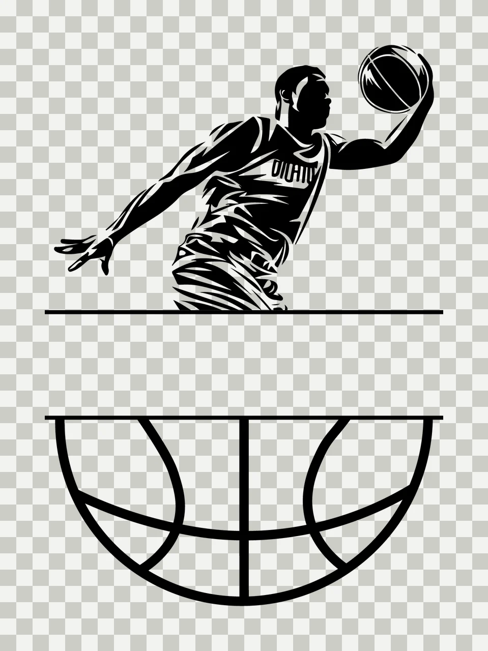 Basketball Player Shooting Hoop Silhouette Graphic rectangle transparency and detail preview thumbnail