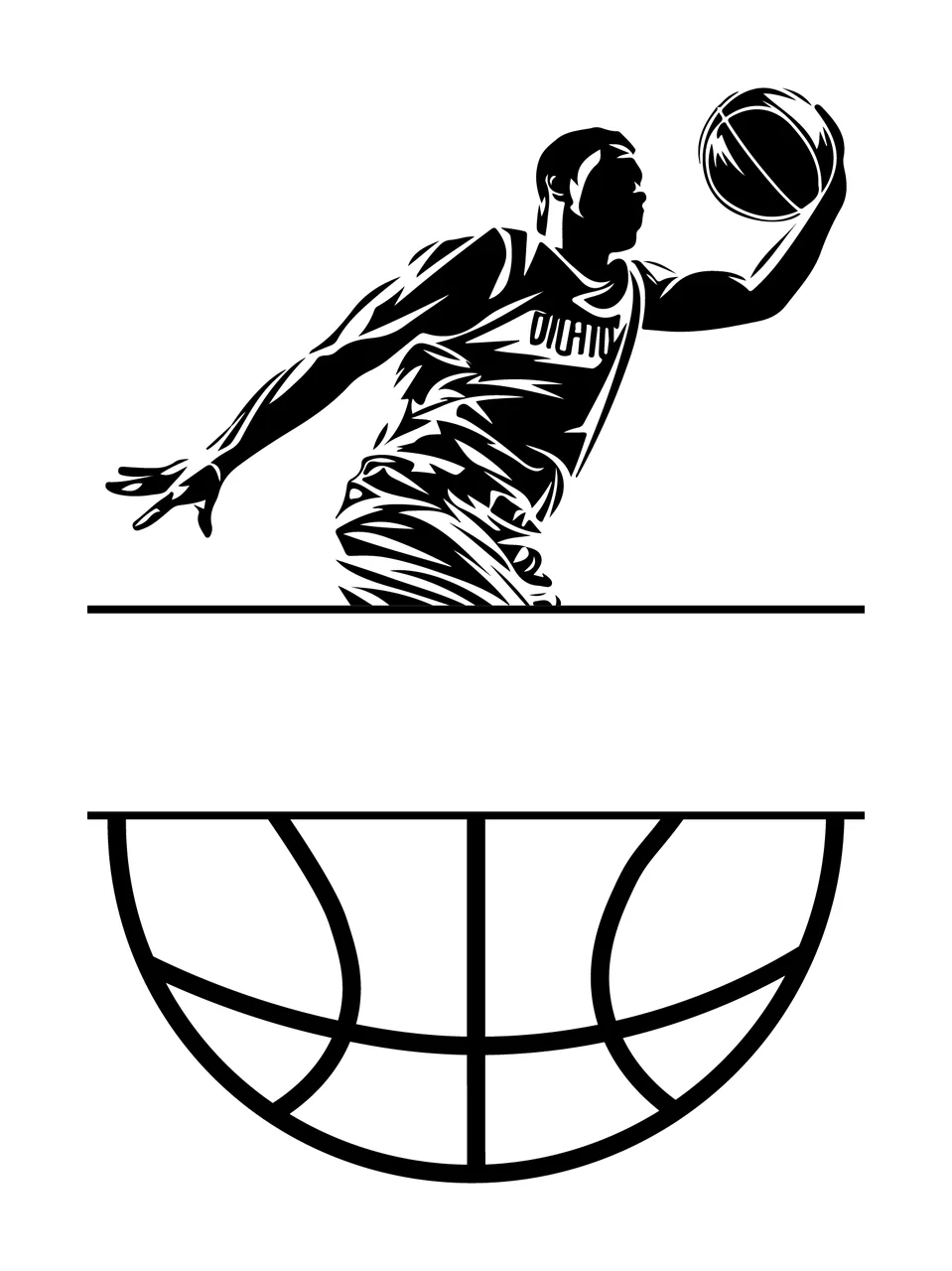 Basketball Player Shooting Hoop Silhouette Graphic rectangle