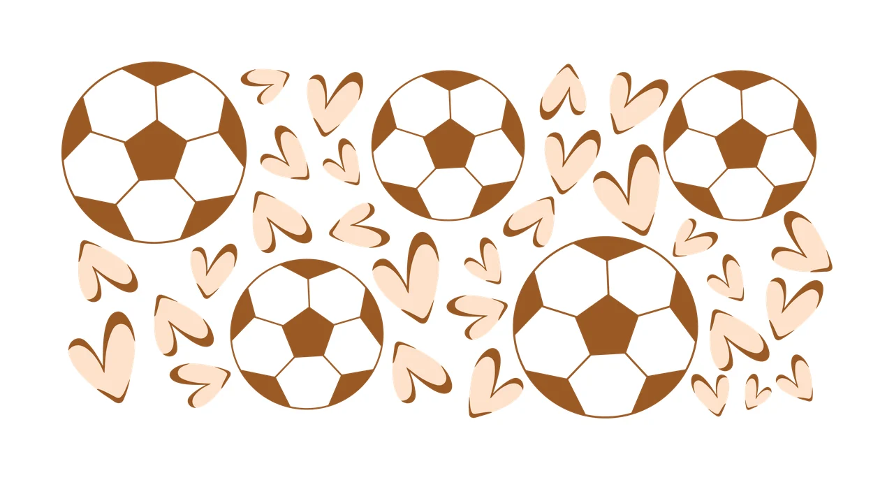 Can Glass Wrap Soccer Balls And Hearts Pattern black white
