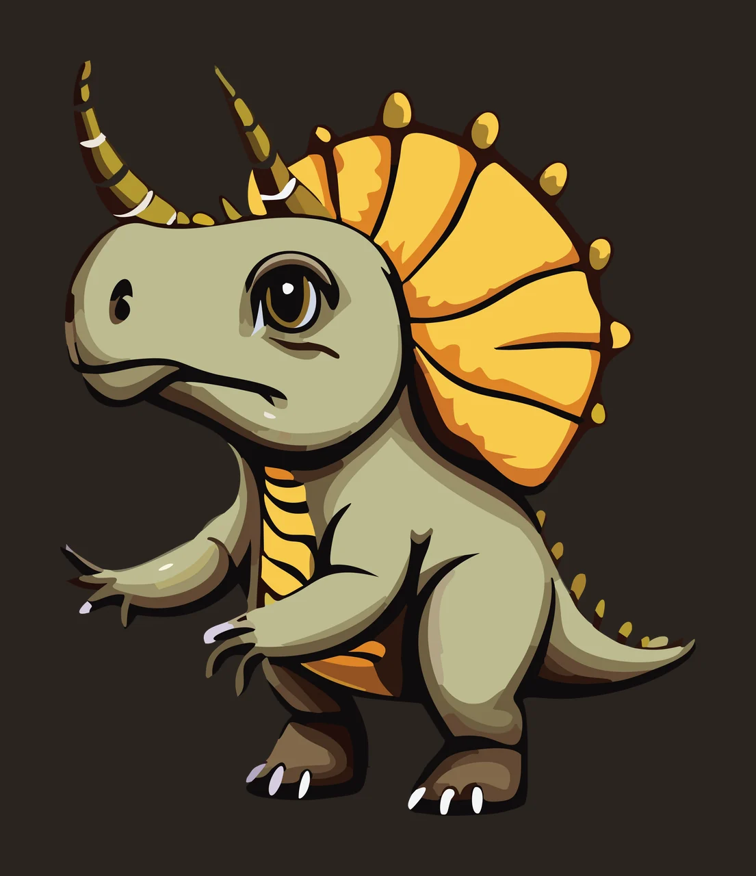 Dinosaur Horned Silhouette Illustration horns frill black prehistoric contrast preview thumbnail