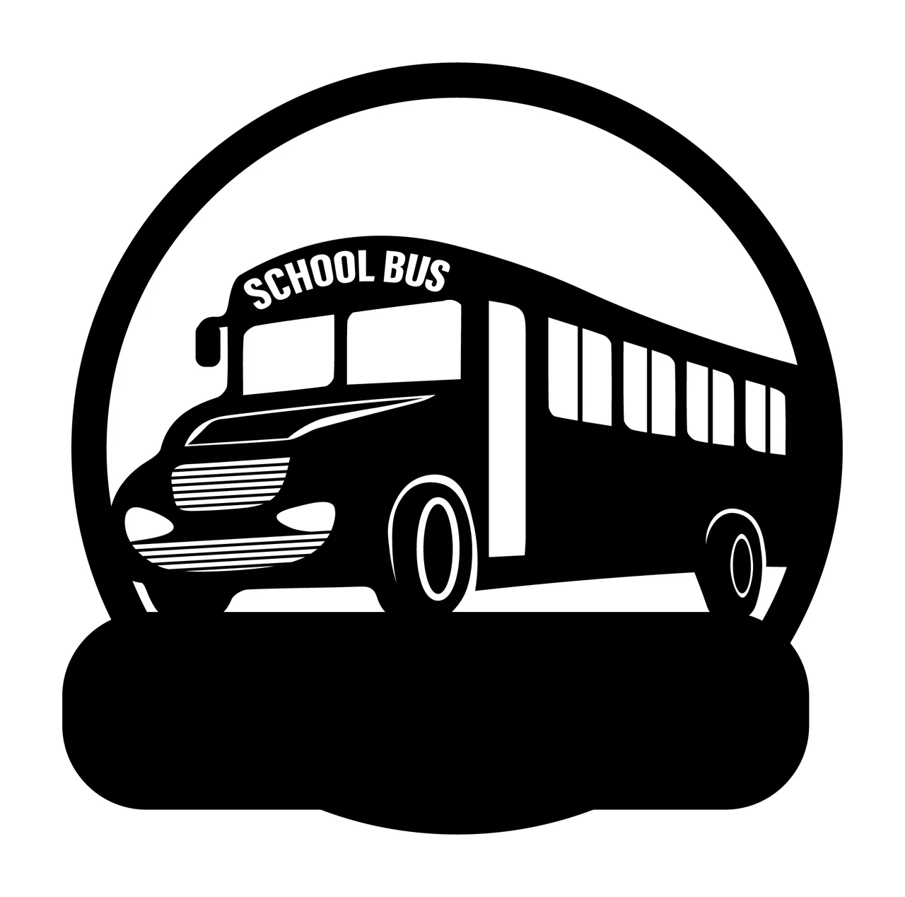 School Bus Inside Circular Frame