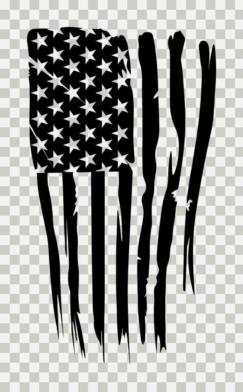 Black Flag Distressed American Silhouette waving stars Variation transparency and detail preview thumbnail
