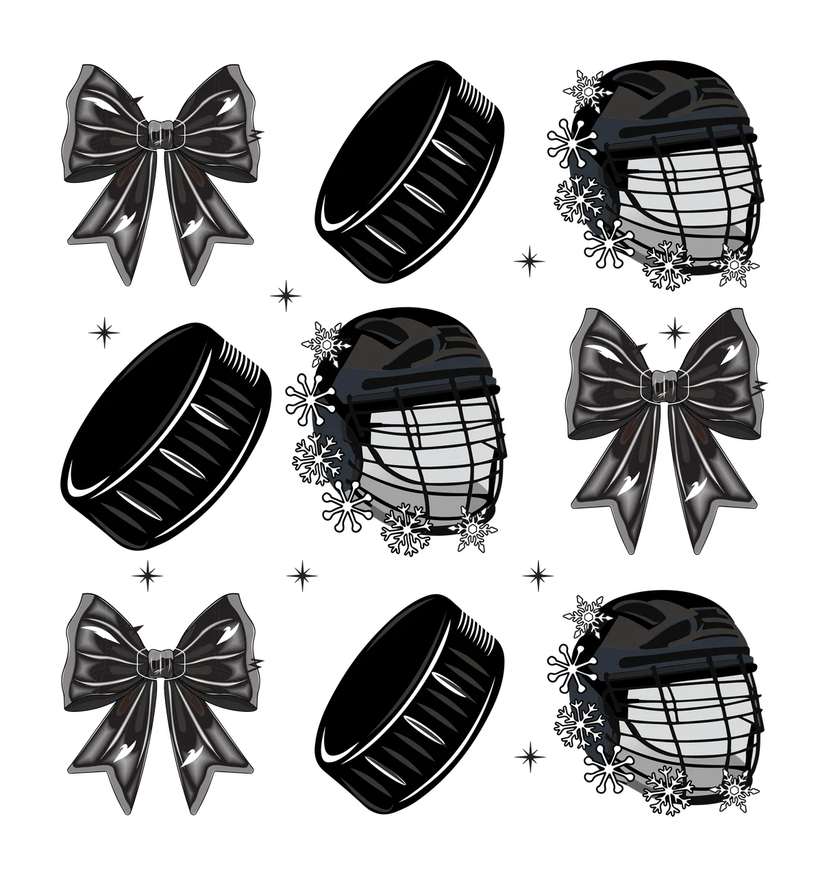 Hockey Pucks Helmets And Bows Pattern gear Repeating puck helmet