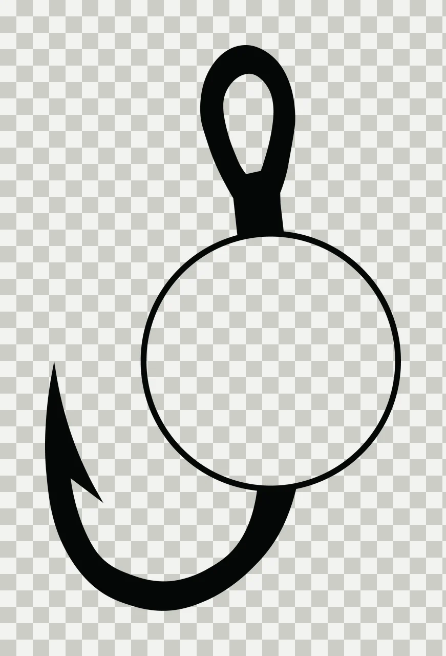 Can Glass Wrap Black And White Fishing Hook transparency and detail preview thumbnail