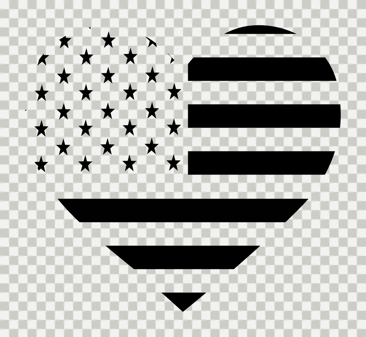 Heart Flag Shape Graphic Filled With Stars stripes silhouette transparency and detail preview thumbnail