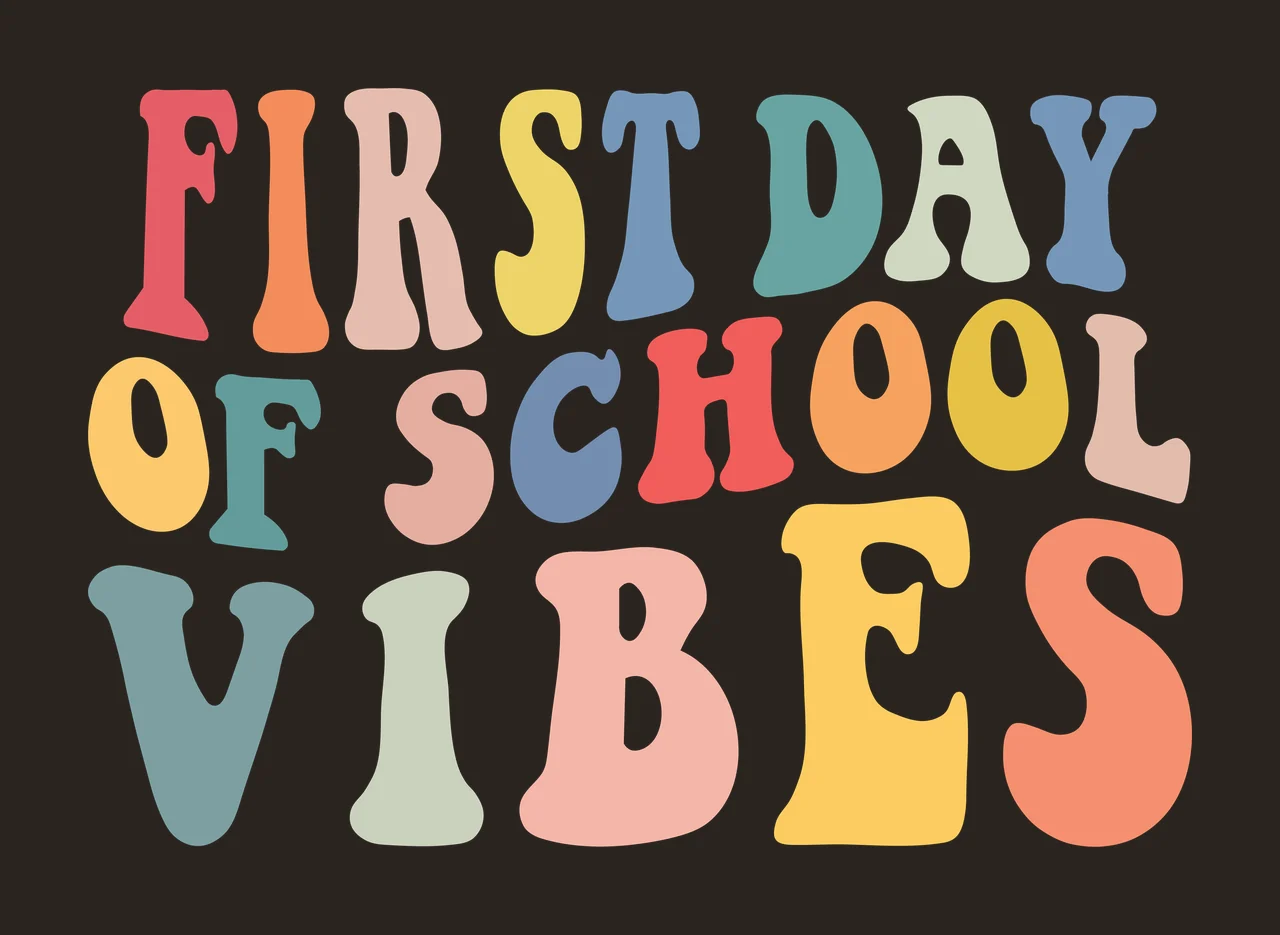 First Day Of School Vibes Text typography black white letters contrast preview thumbnail