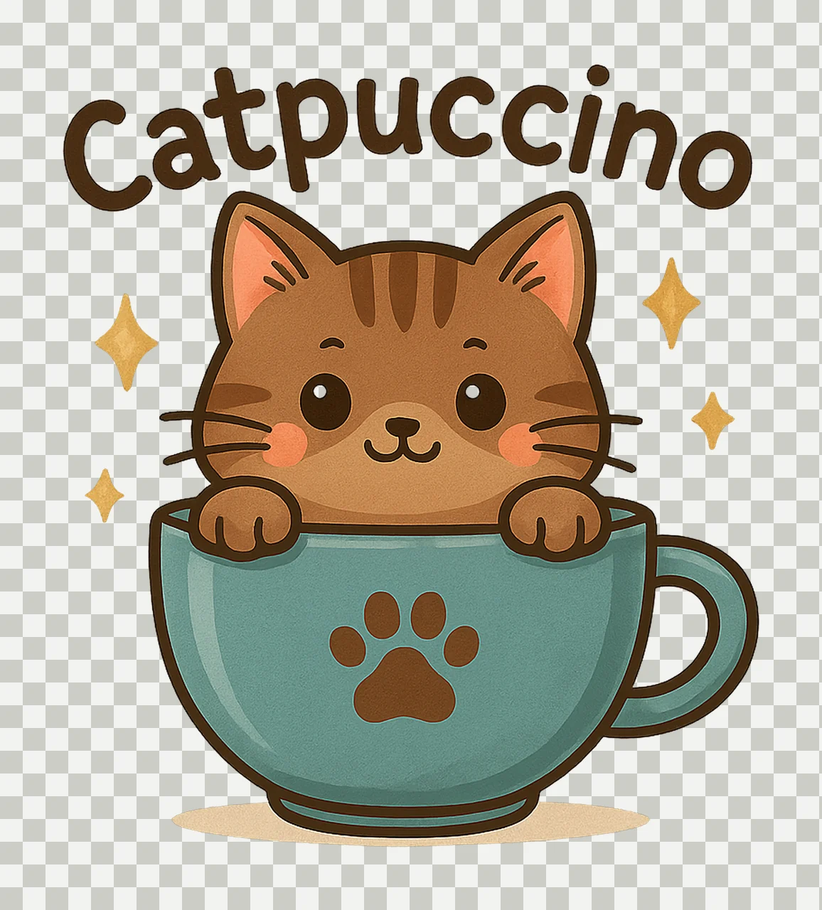 Catpuccino Cute Coffee Cat Design Funny Cat Sticker transparency and detail preview thumbnail