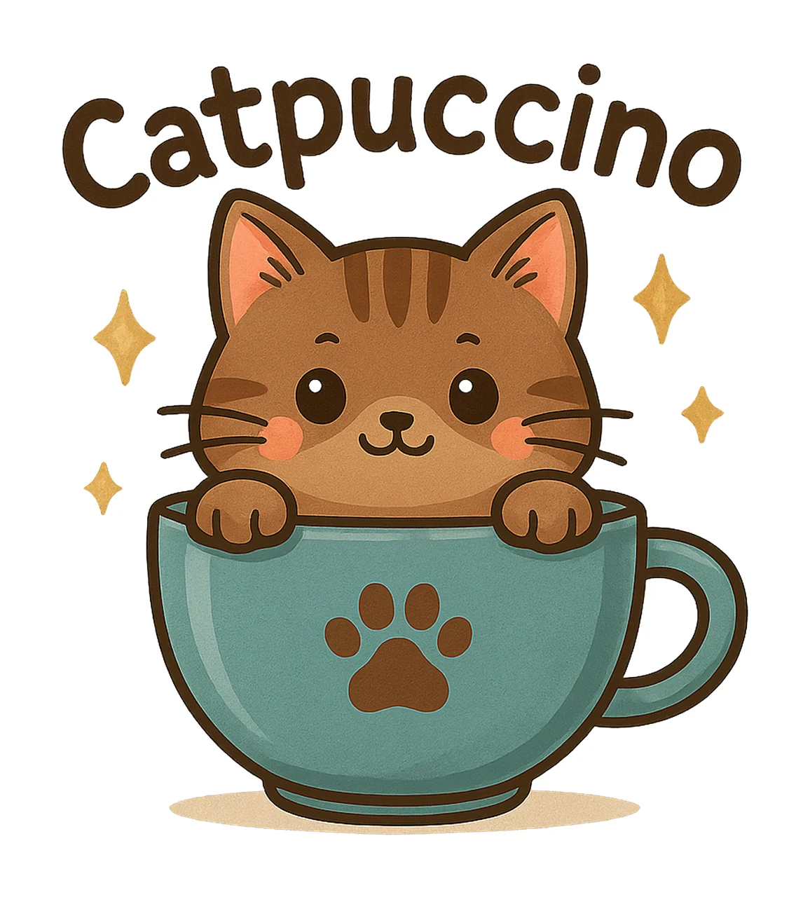 Catpuccino Cute Coffee Cat Design Funny Cat Sticker