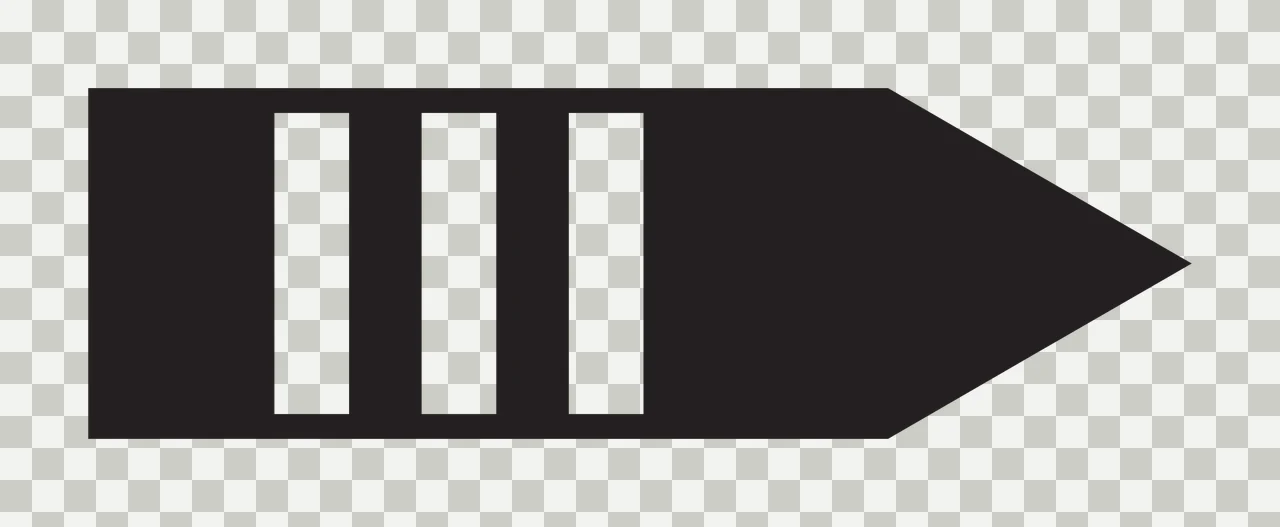 Three Vertical Stripes In Arrow Silhouette Pointing right arrowhead transparency and detail preview thumbnail