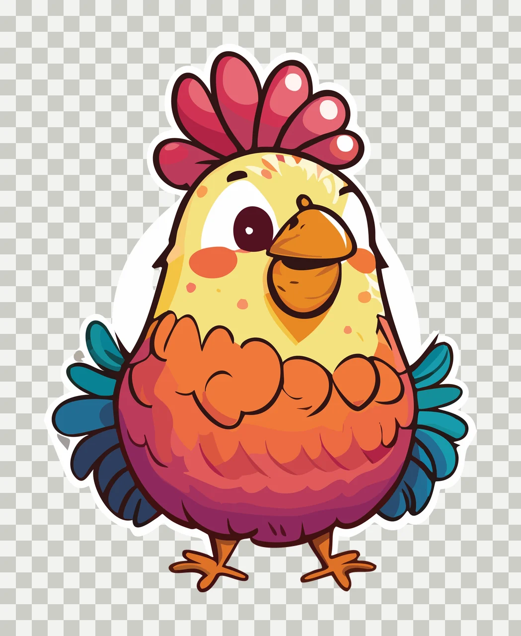 Animal Cartoon Chicken Silhouette Line Drawing Standing bird transparency and detail preview thumbnail