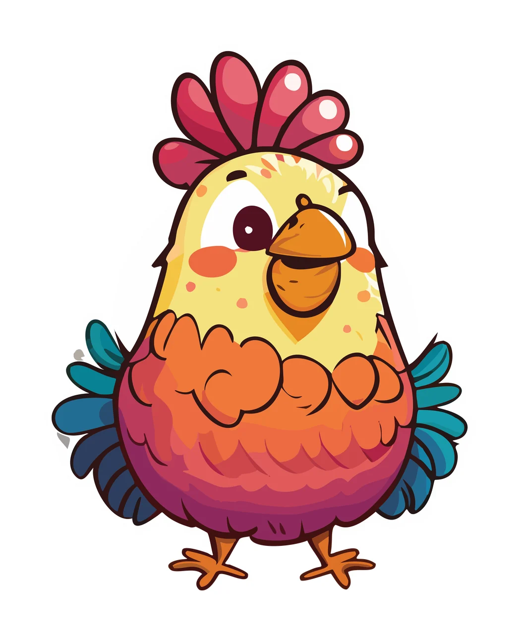 Animal Cartoon Chicken Silhouette Line Drawing Standing bird