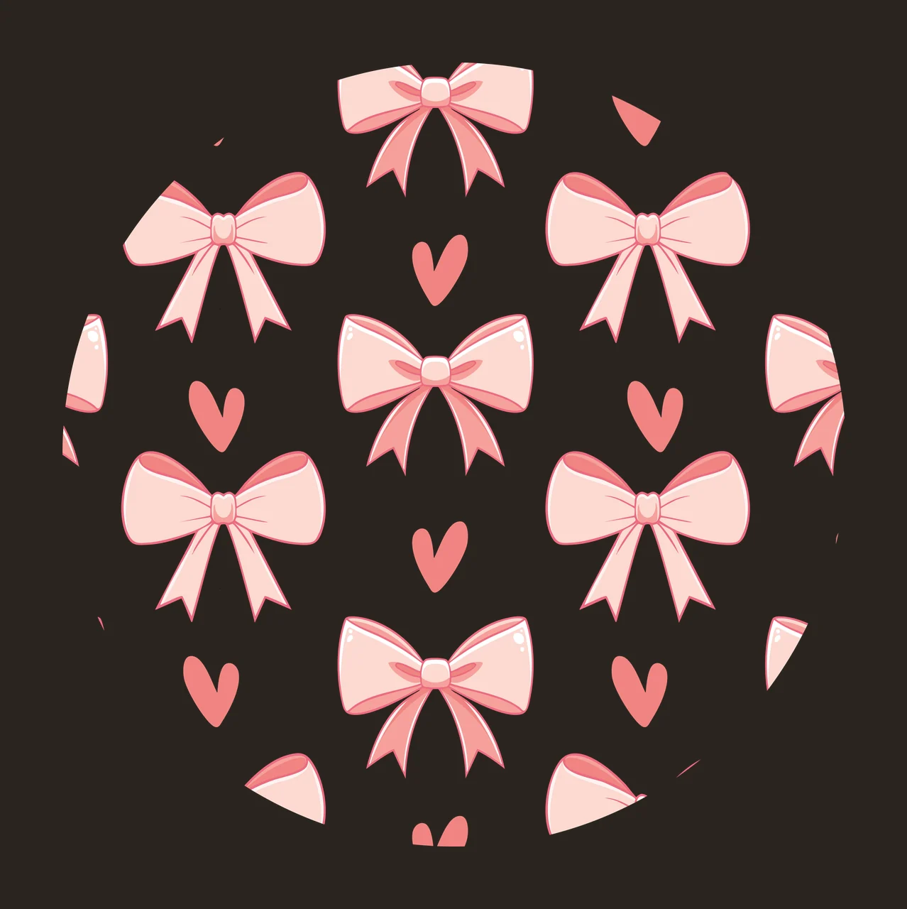 Bow Keychain Bows And Hearts Circular Pattern Repeating Heart contrast preview thumbnail