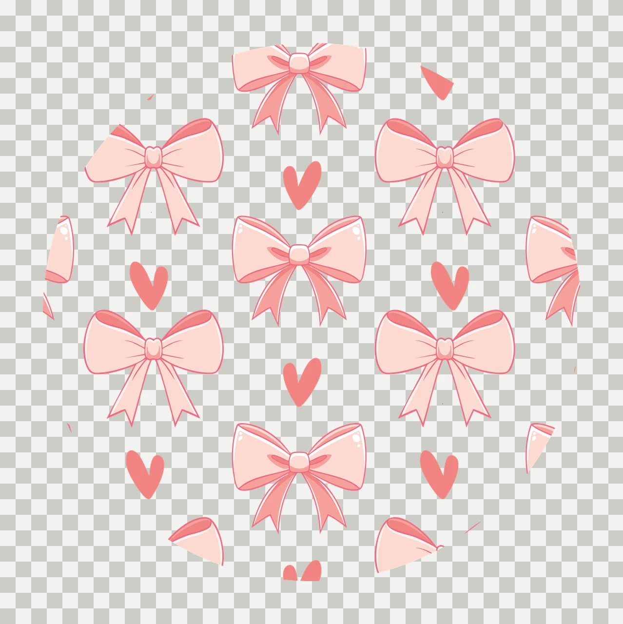 Bow Keychain Bows And Hearts Circular Pattern Repeating Heart transparency and detail preview thumbnail