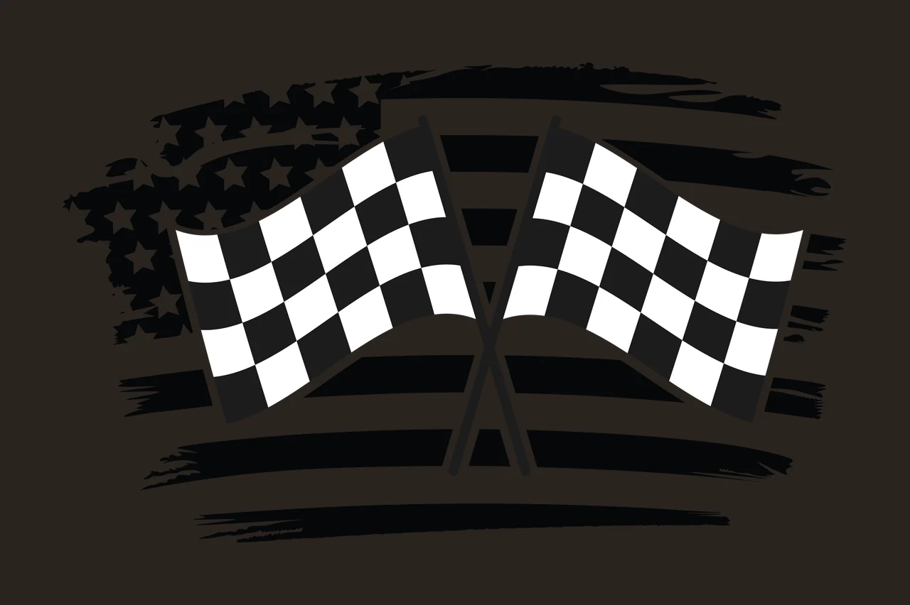 Flag Two Crossed Checkered Flags Over A Distressed striped contrast preview thumbnail