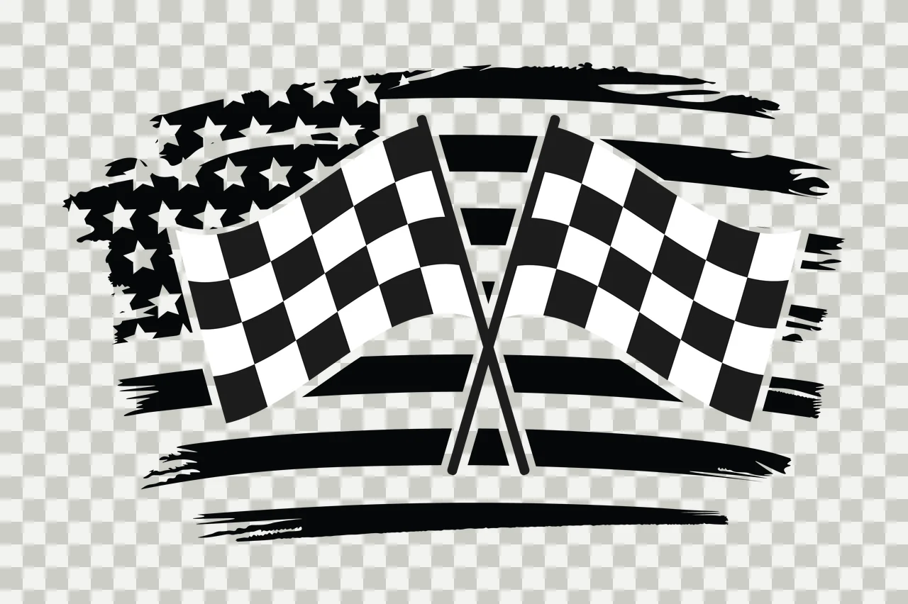 Flag Two Crossed Checkered Flags Over A Distressed striped transparency and detail preview thumbnail