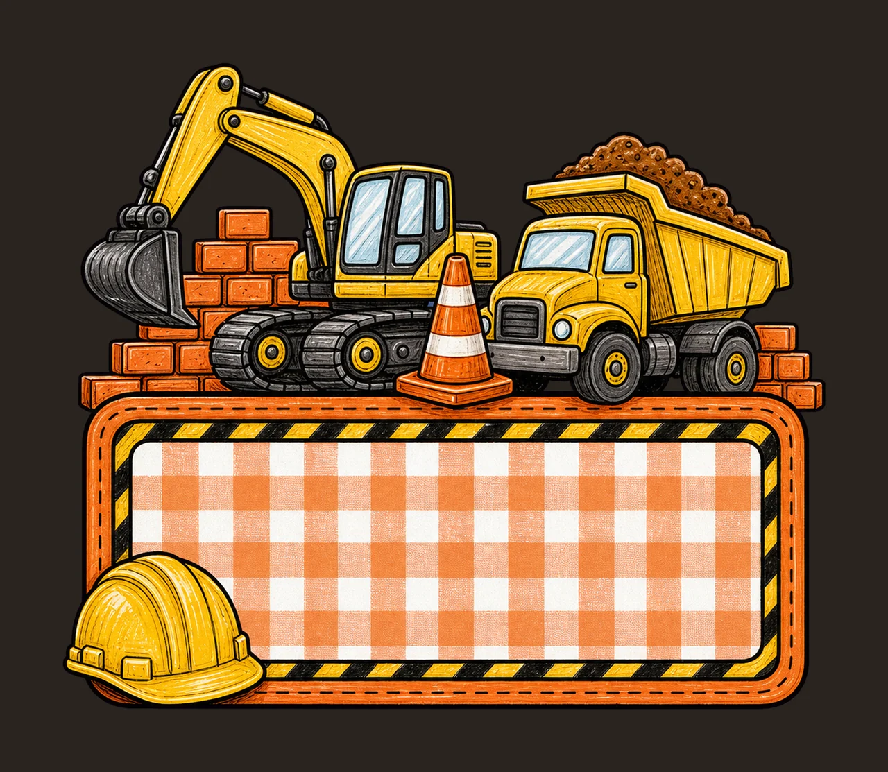 Construction Name Plate Kids Name Plate Design Variation A contrast preview thumbnail