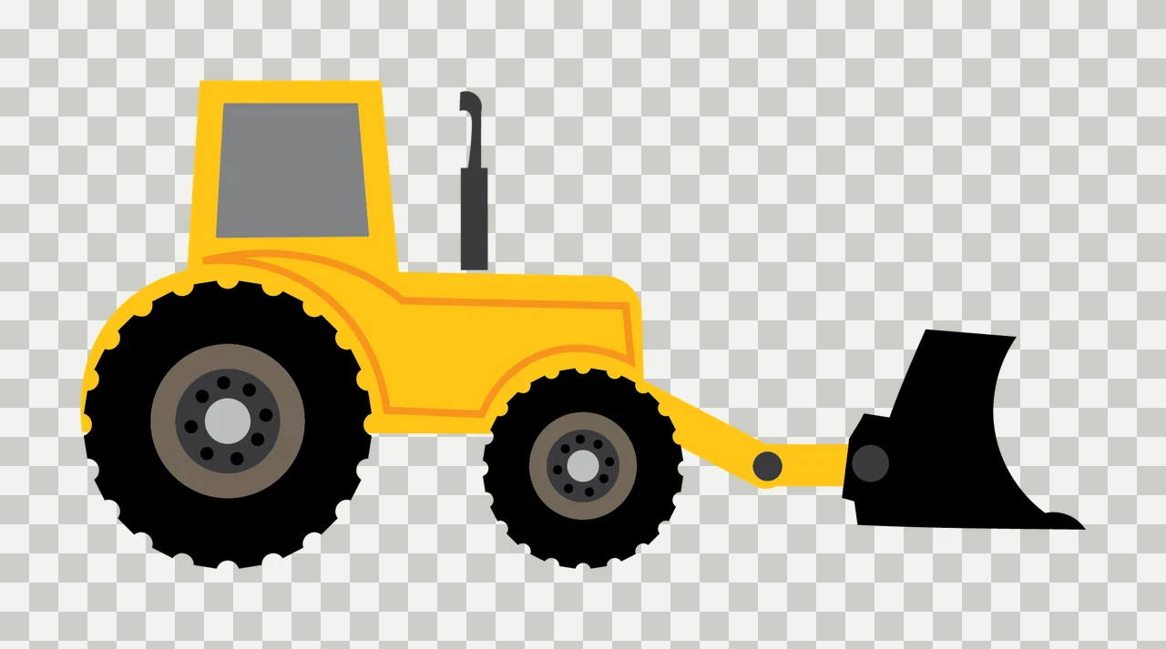 Black Silhouette Of A Tractor With Front Mounted blade white transparency and detail preview thumbnail