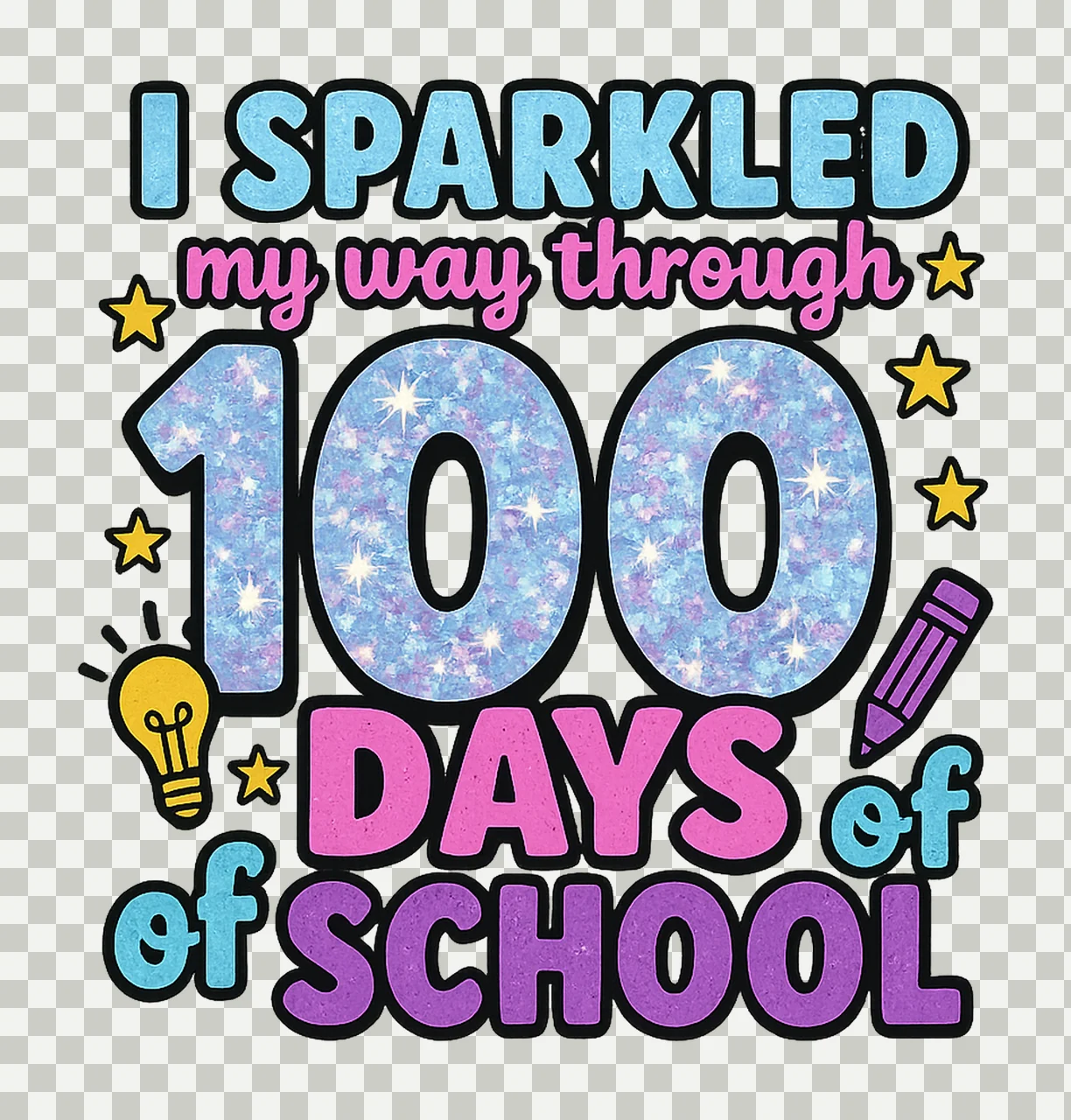 Sparkled My Way Through 100 Days of School 100 Days Girl transparency and detail preview thumbnail