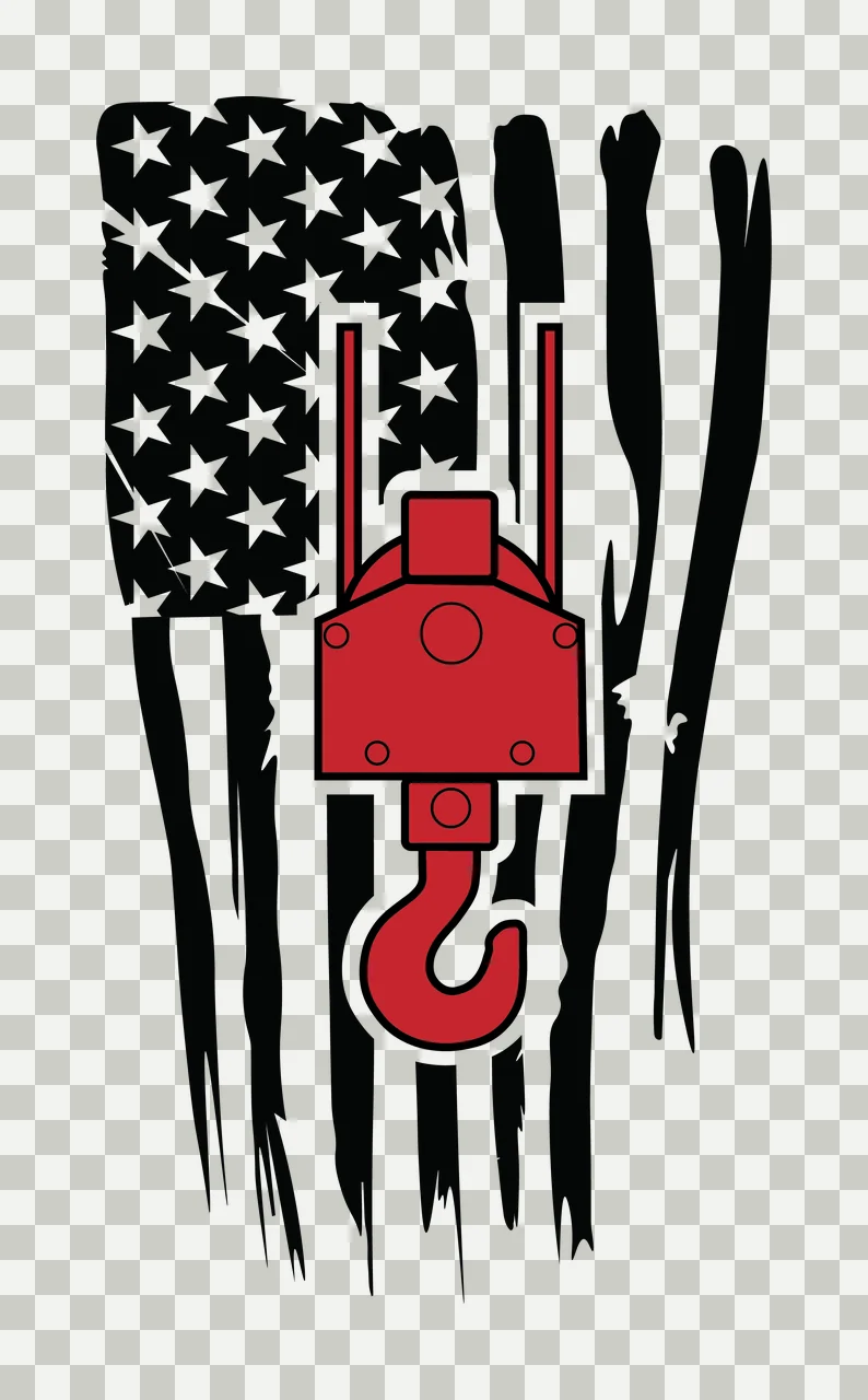 Crane Flag Design Featuring Industrial Hook stars stripes stencil transparency and detail preview thumbnail