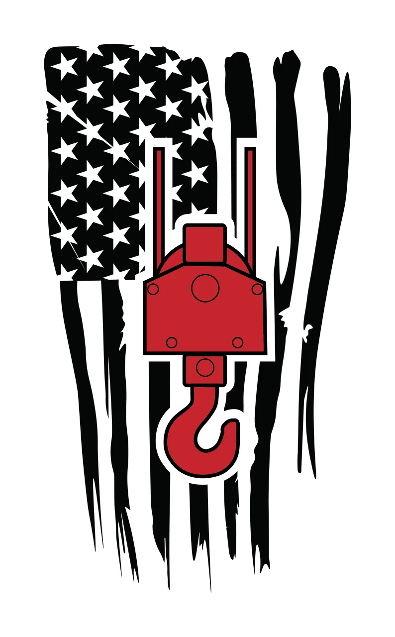 Crane Flag Design Featuring Industrial Hook stars stripes stencil
