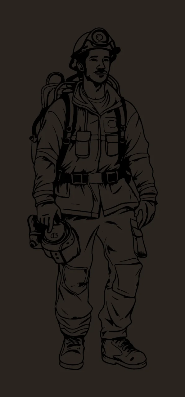 Standing Person In Protective Attire suit helmet gloves gear contrast preview thumbnail