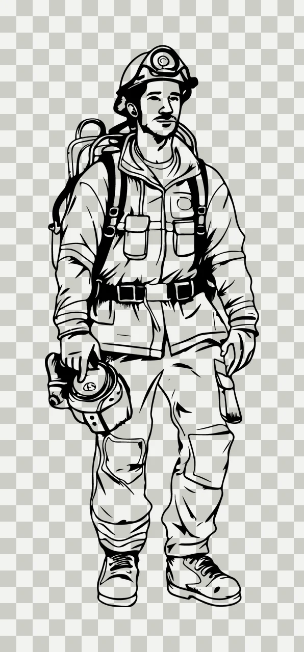 Standing Person In Protective Attire suit helmet gloves gear transparency and detail preview thumbnail
