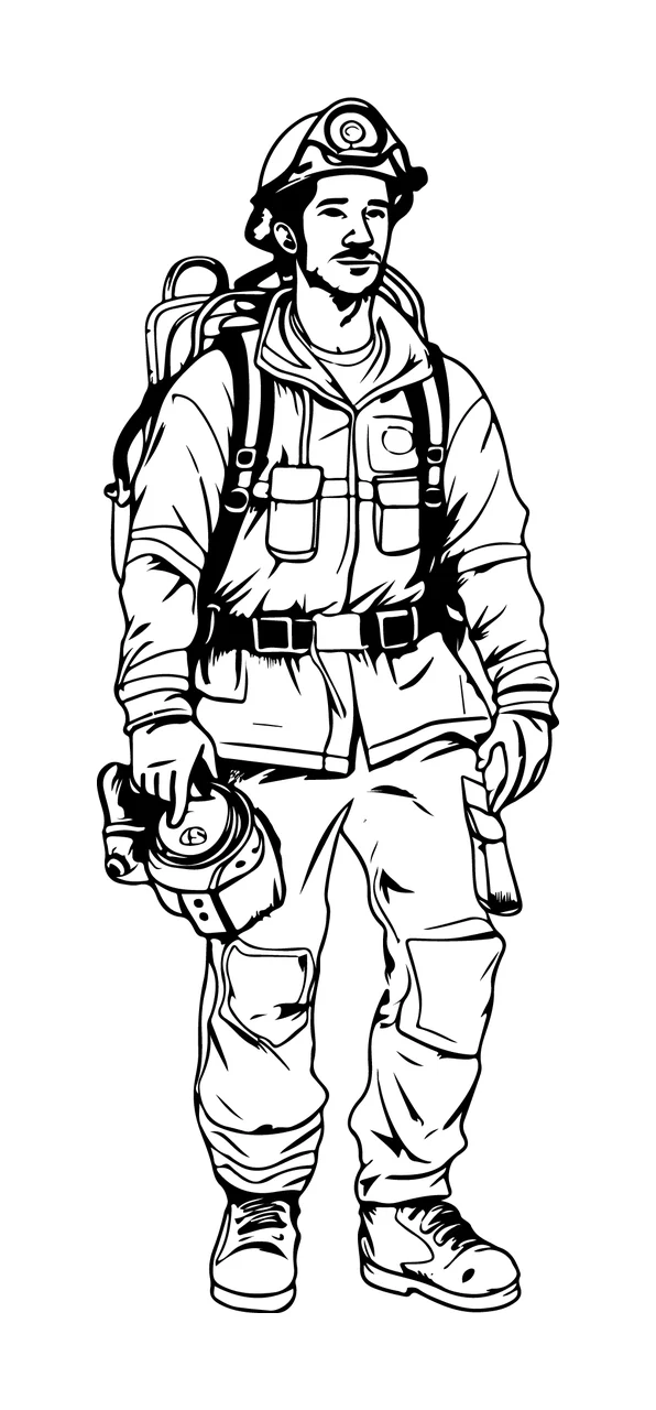 Standing Person In Protective Attire suit helmet gloves gear
