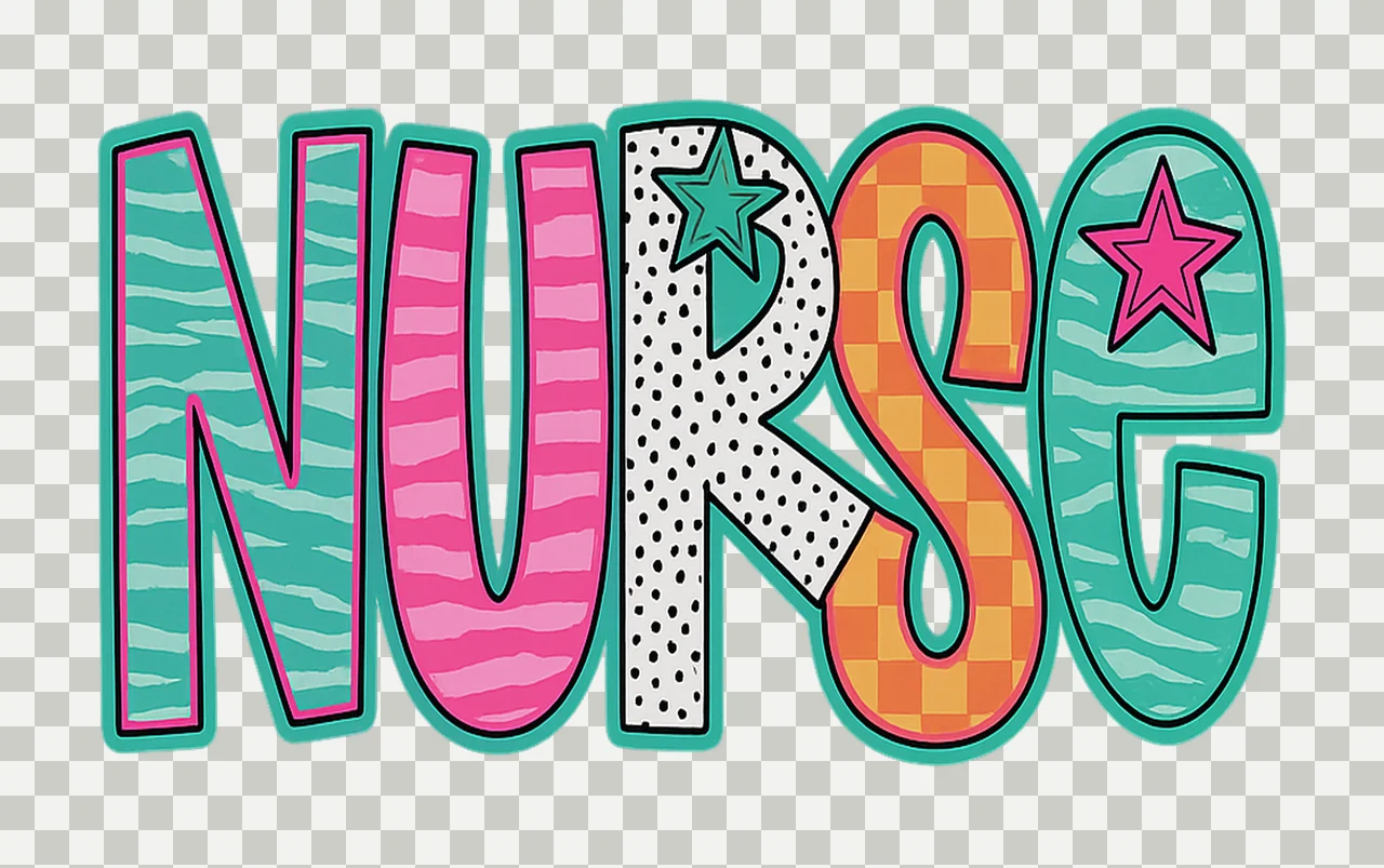 Nurse Lettering With Star And Typography pattern colorful transparency and detail preview thumbnail