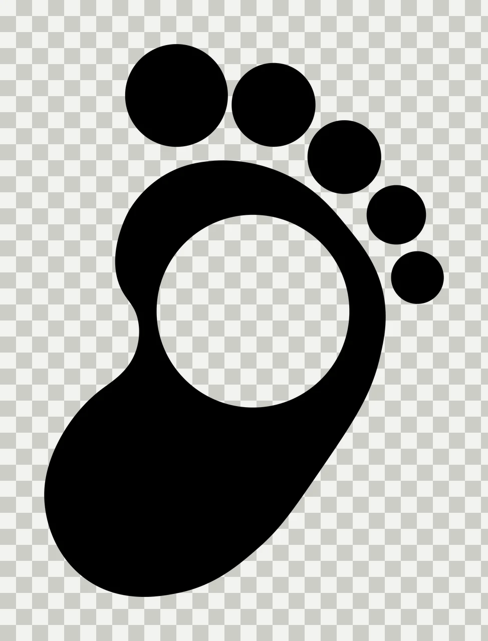 Black Footprint Shape With A Hollow Circular Center toes circle transparency and detail preview thumbnail