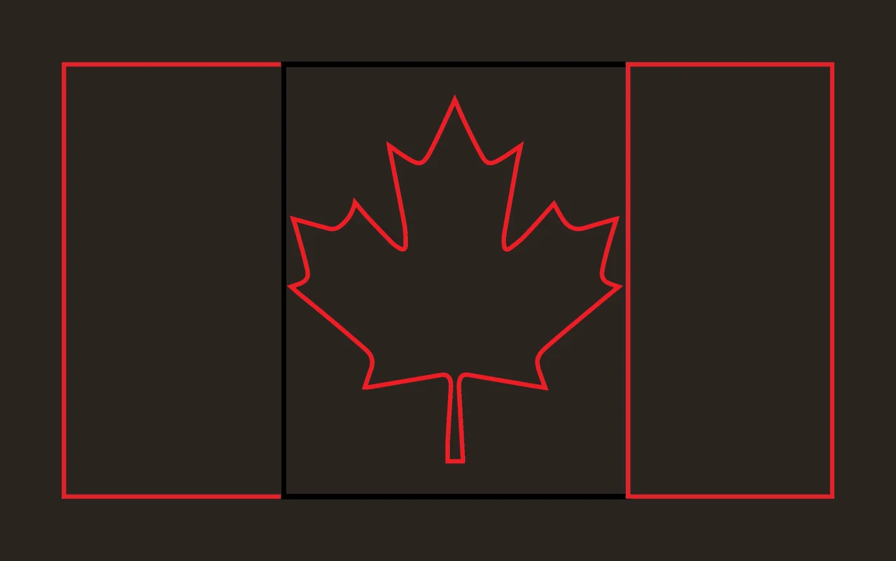 Maple Leaf Outline Flag Symbol centering rectangular frame contrast preview thumbnail