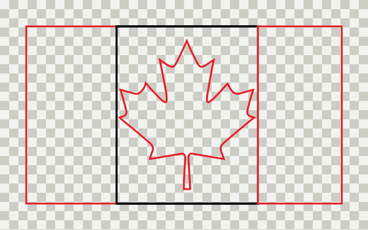 Maple Leaf Outline Flag Symbol centering rectangular frame transparency and detail preview thumbnail