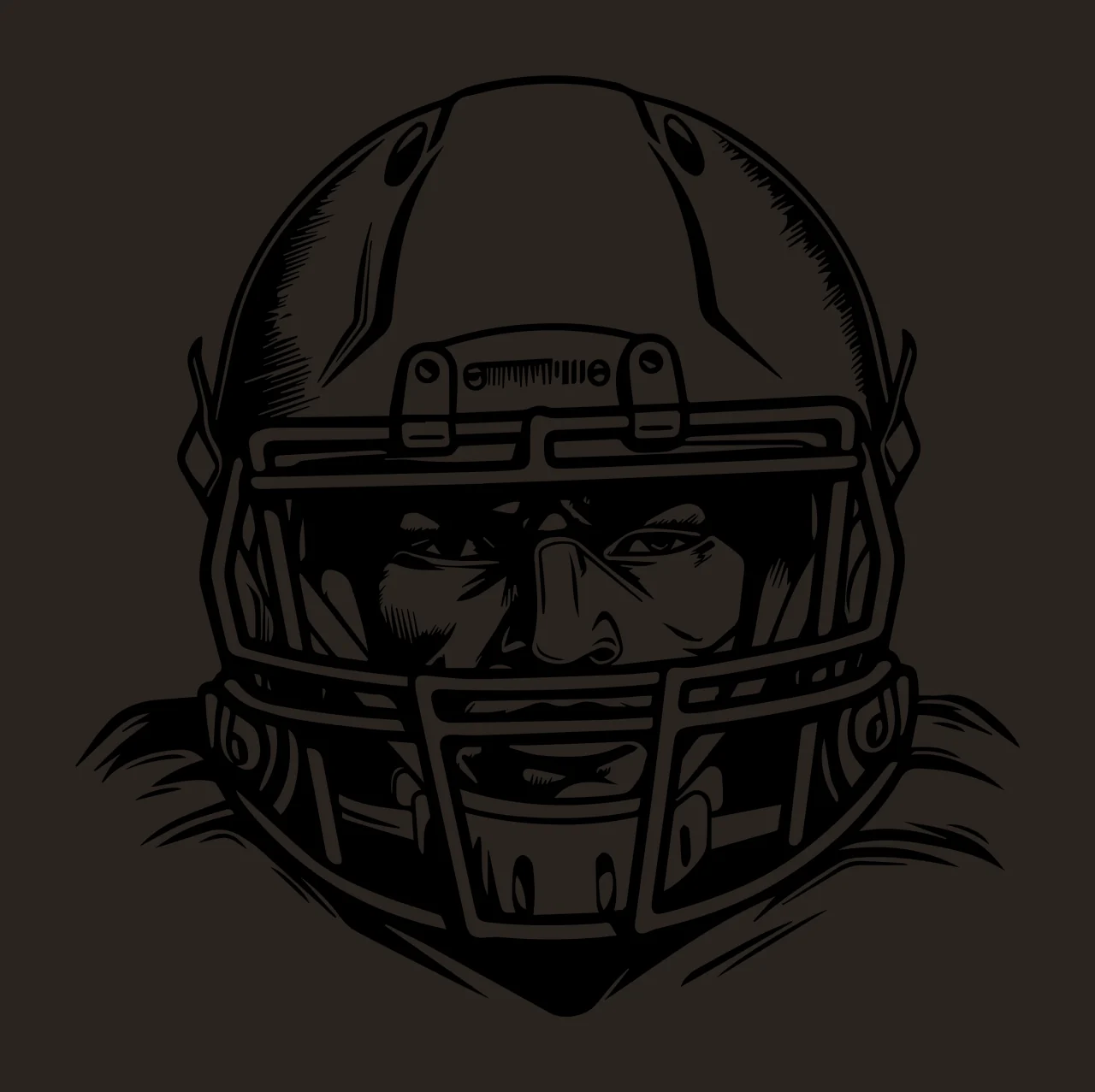 Football Player Helmet With Face View black sports mask contrast preview thumbnail