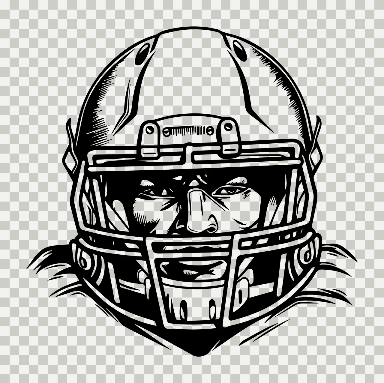 Football Player Helmet With Face View black sports mask transparency and detail preview thumbnail