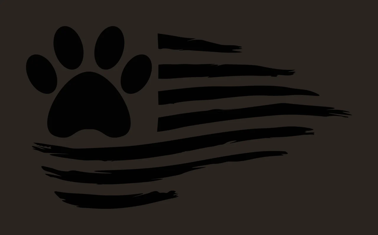 Paw Animal Print Graphic With Horizontal Distressed Flag forming contrast preview thumbnail