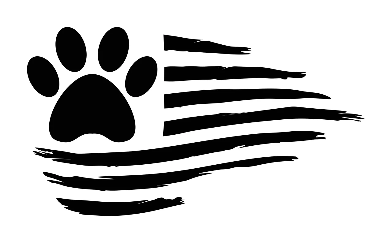 Paw Animal Print Graphic With Horizontal Distressed Flag forming