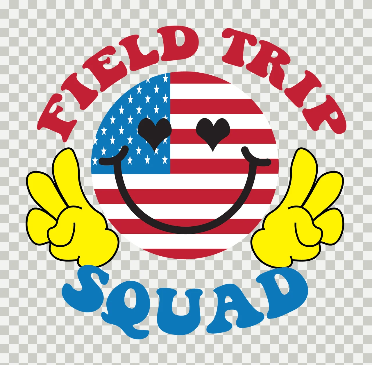 Field Trip Squad Flag Hands black white typography circle transparency and detail preview thumbnail