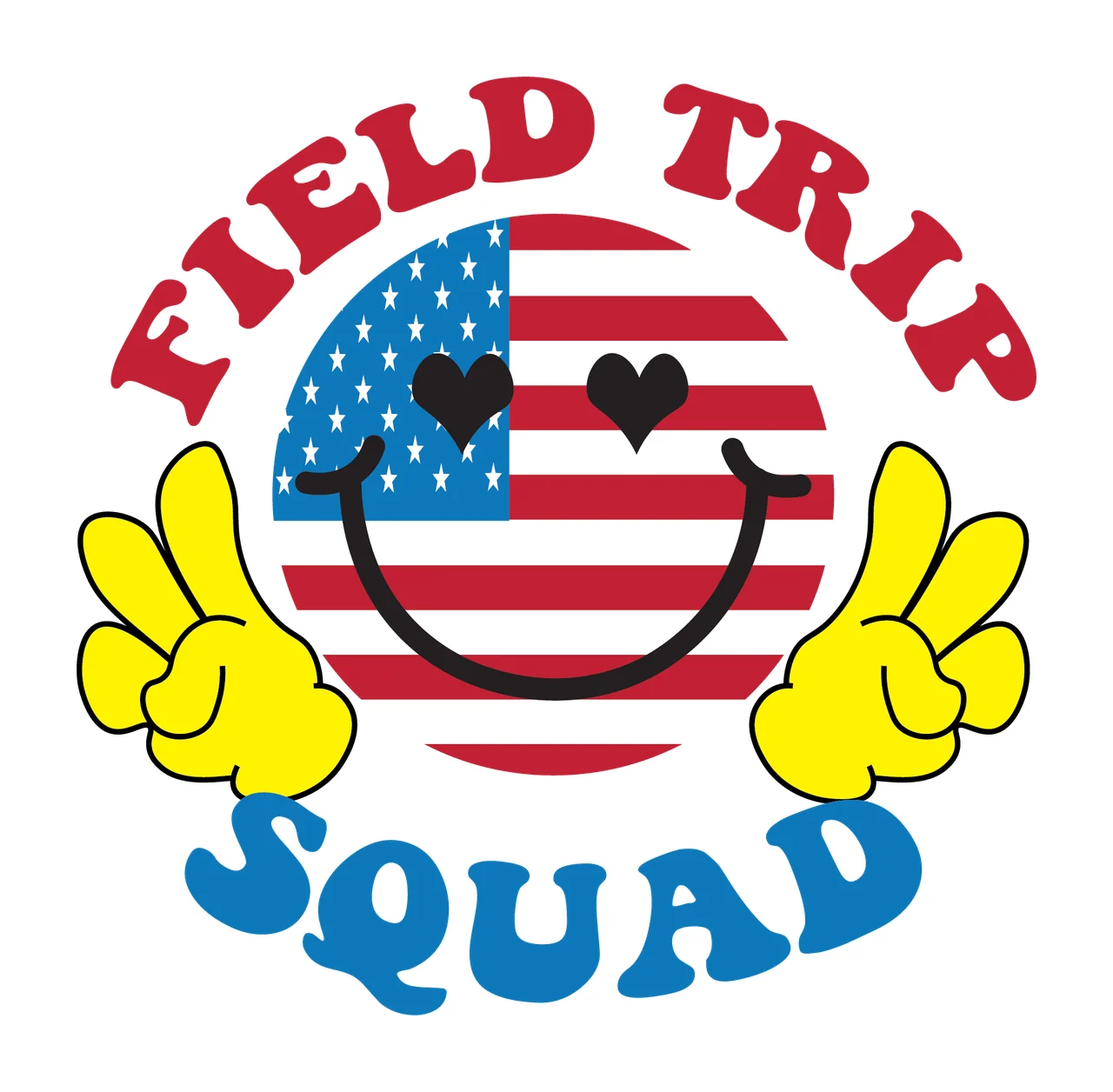 Field Trip Squad Flag Hands black white typography circle
