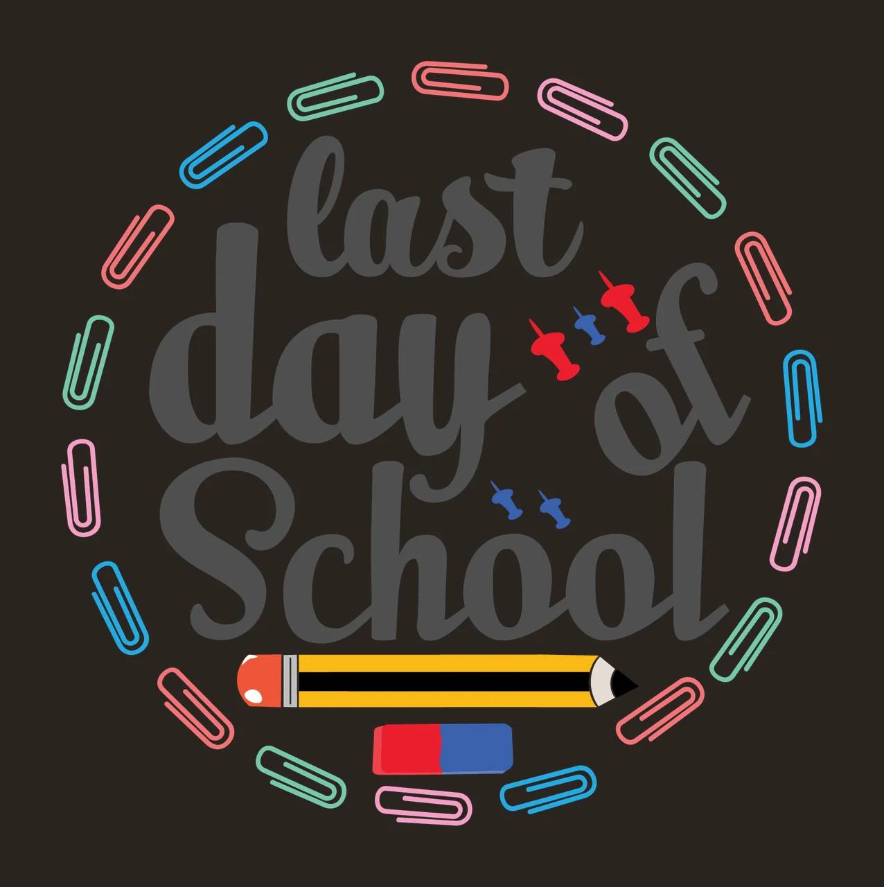 Last Day Of School Stationery Pattern paper clips pencil eraser contrast preview thumbnail