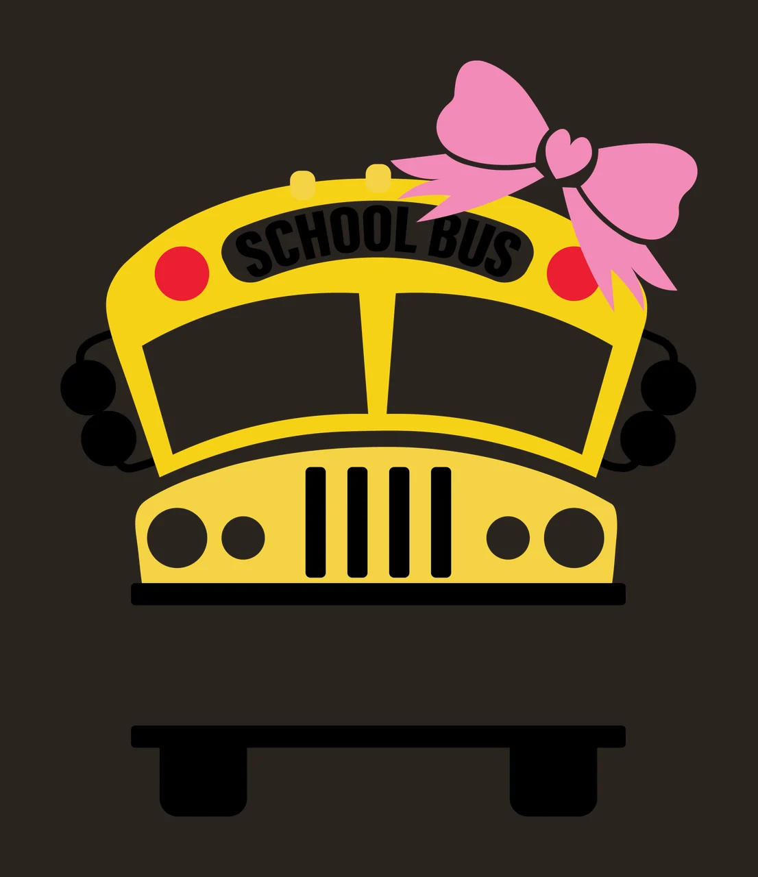 School Bus Front View Of A With Bow headlights windshield wheels contrast preview thumbnail