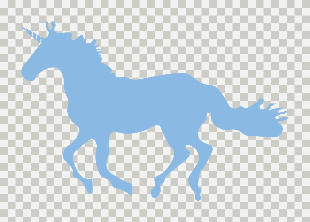 Unicorn Black Silhouette Of A Running horn white plain animal transparency and detail preview thumbnail