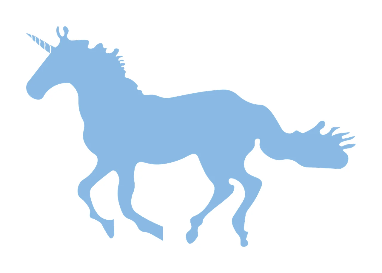 Unicorn Black Silhouette Of A Running horn white plain animal