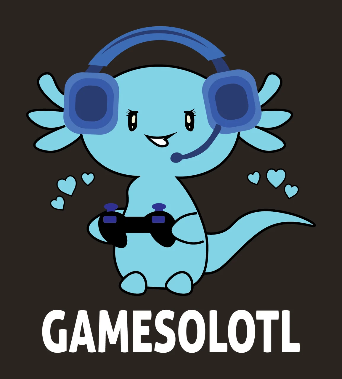 Gamesolotl Axolotl Silhouette With Hearts gaming headphones contrast preview thumbnail