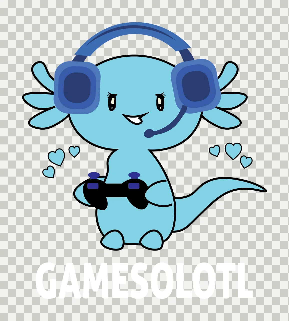 Gamesolotl Axolotl Silhouette With Hearts gaming headphones transparency and detail preview thumbnail