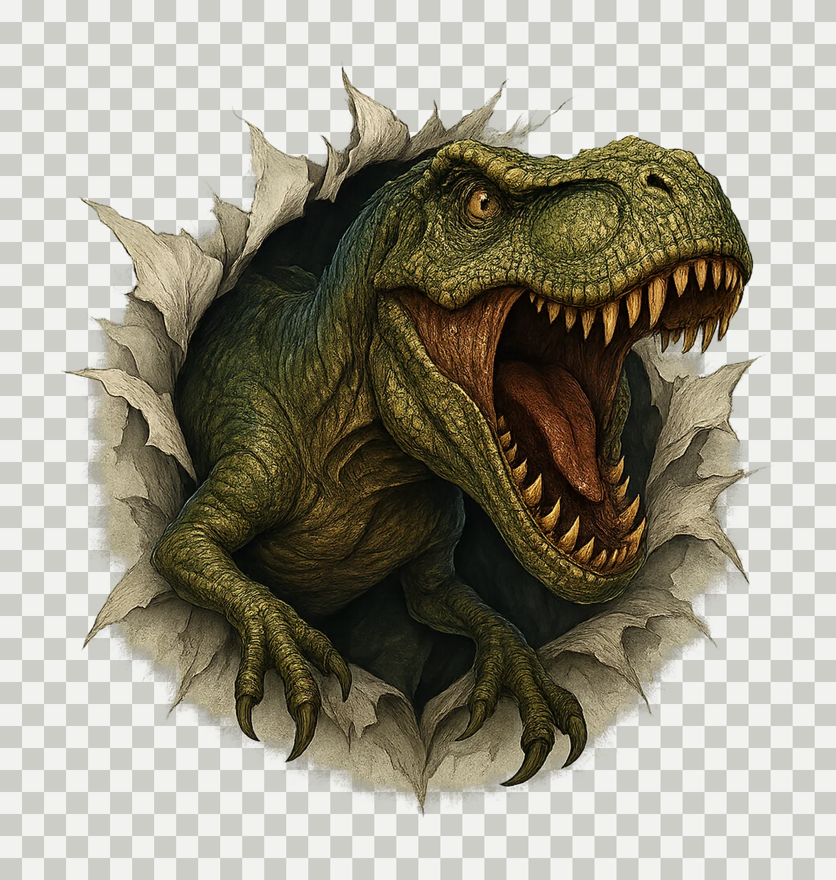 Dinosaur Fierce Rex Artwork for DTF Sublimation Roaring transparency and detail preview thumbnail