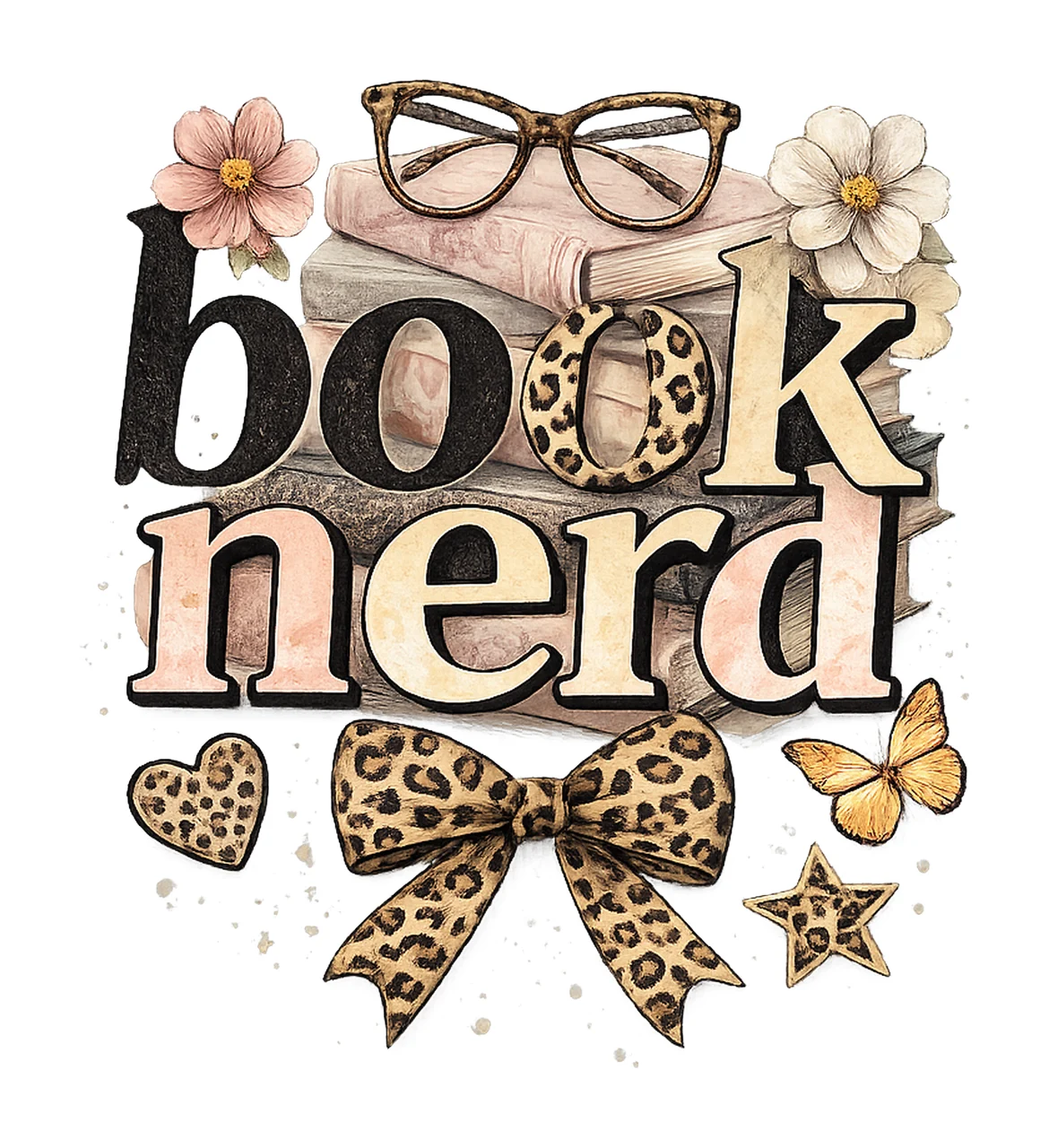 Book Nerd Ransom Note Typography Book Lover Design Cozy
