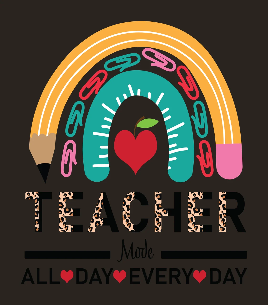 Teacher Mode All Day Every Day Rainbow Graphic paperclip Variation contrast preview thumbnail
