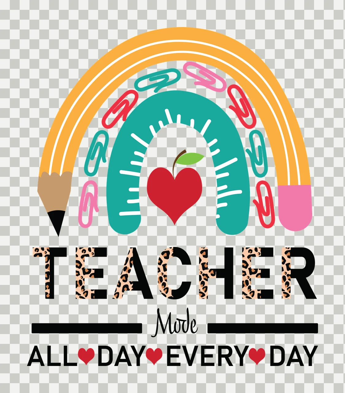 Teacher Mode All Day Every Day Rainbow Graphic paperclip Variation transparency and detail preview thumbnail