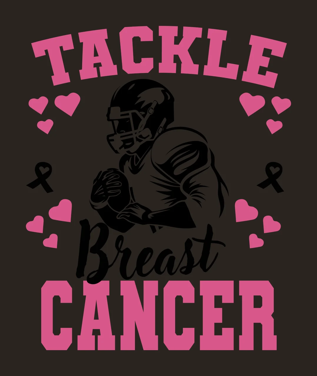Cancer Football Tackle Breast Cancer Player Graphic holding contrast preview thumbnail