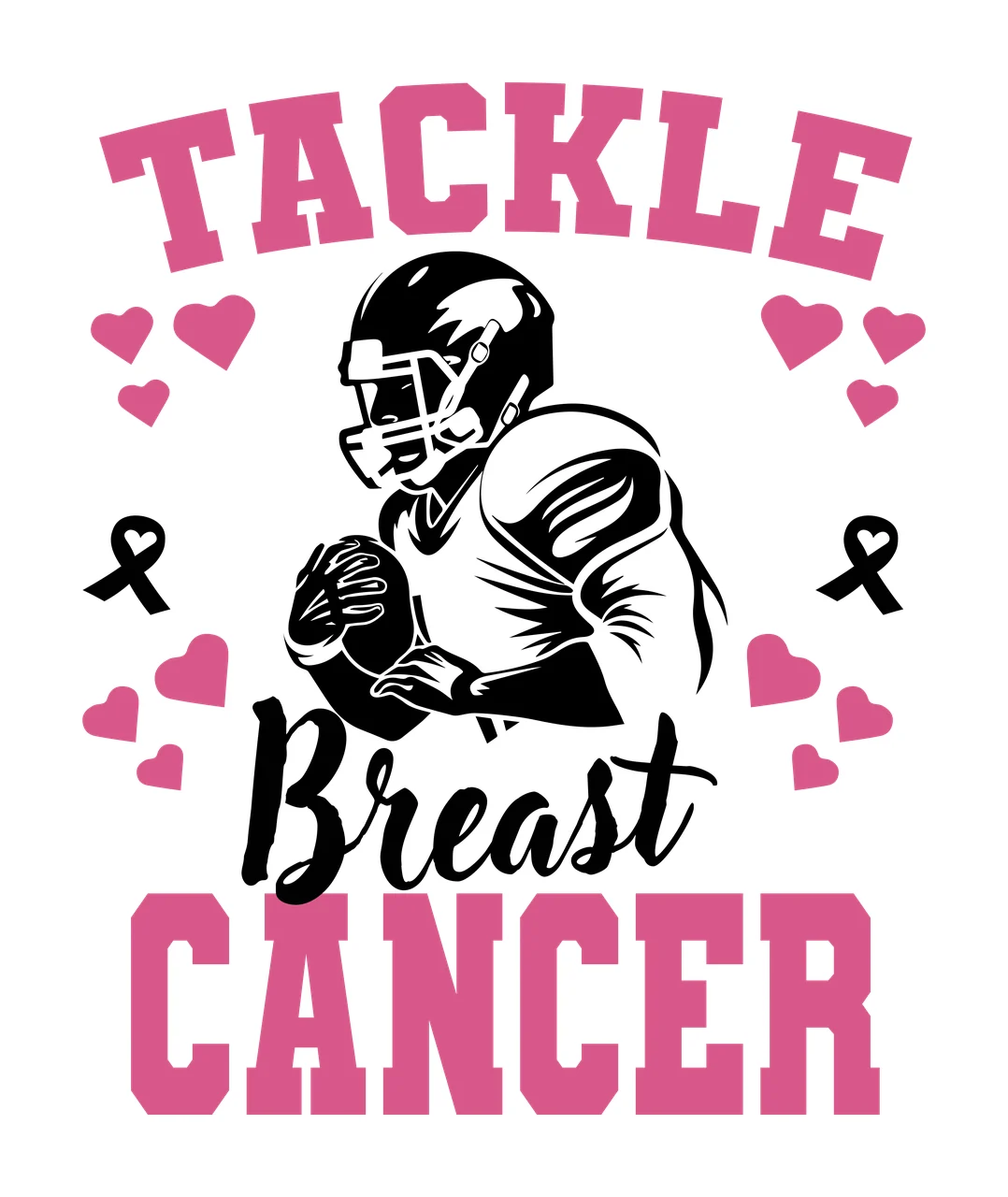 Cancer Football Tackle Breast Cancer Player Graphic holding